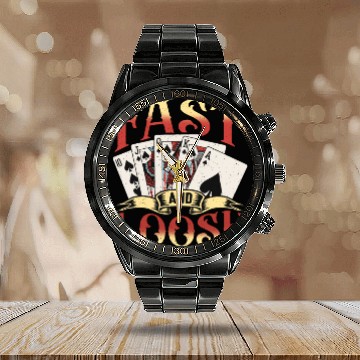 Discover Classic Blackjack Fast And Loose Casino Card Game Calendar Steel Band Watch