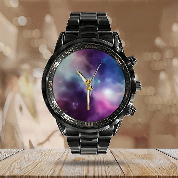 Discover Galaxy nebula abstract design Calendar Steel Band Watch