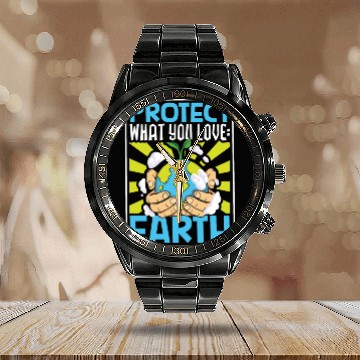 Discover Climate Change Environmental Earth Day Planet Calendar Steel Band Watch