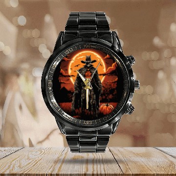 Discover Spooky Cowboy Halloween Scary Sheriff Costume Calendar Steel Band Watch