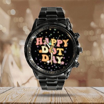 Discover Groovy Happy Dot Day Teacher Kids Calendar Steel Band Watch