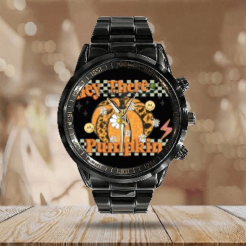 Discover Hey there pumpkin Calendar Steel Band Watch