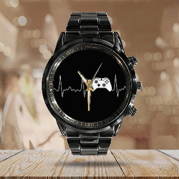 Discover Gamer Heartbeat Video Game Lover Gaming Calendar Steel Band Watch