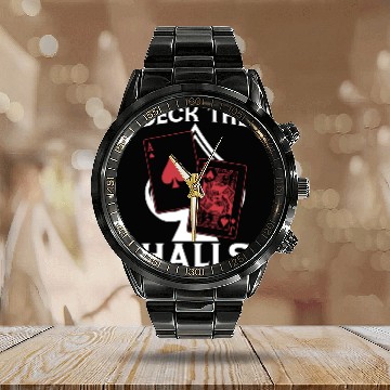 Discover Classic Blackjack Deck The Halls Casino Gambling Calendar Steel Band Watch
