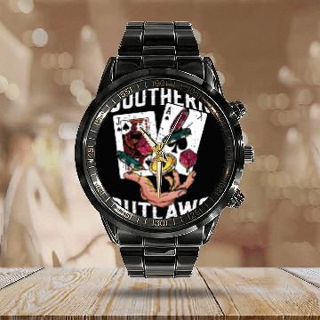 Discover Classic Blackjack Southern Outlaws Loves Card Game Calendar Steel Band Watch