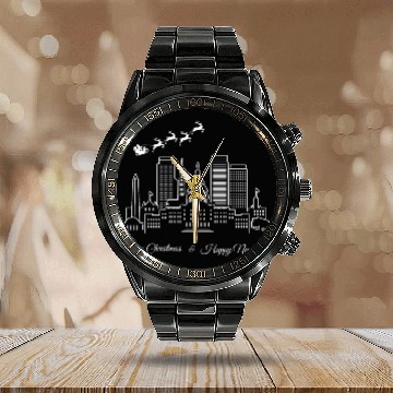 Discover Merry Christmas Happy New Year Washington DC Calendar Steel Band Watch