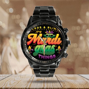 Discover Beads & Bling It's Mardi Gras Things Calendar Steel Band Watch