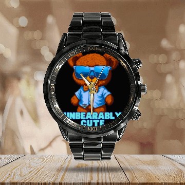 Discover Unbearably Cute Teddy bear - by Brush Boulevard Calendar Steel Band Watch