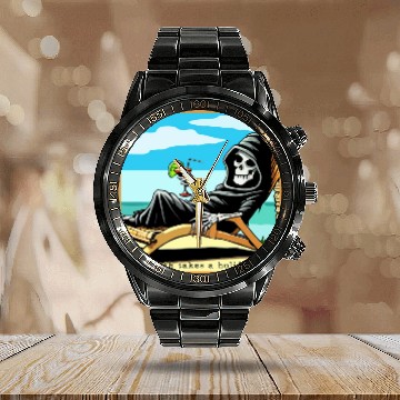 Discover Death Takes A Holiday Calendar Steel Band Watch