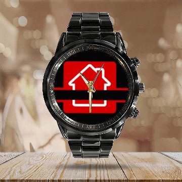 Discover Own text in House red image Calendar Steel Band Watch