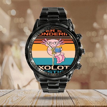 Discover Never Stop Wondering Axolotl Questions Calendar Steel Band Watch