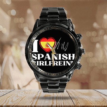 Discover I Love My spanish Girlfriend Multi Nationality Shi Calendar Steel Band Watch