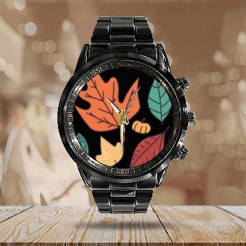 Discover Fall Leaves Embrace the Beauty of Autumn Calendar Steel Band Watch
