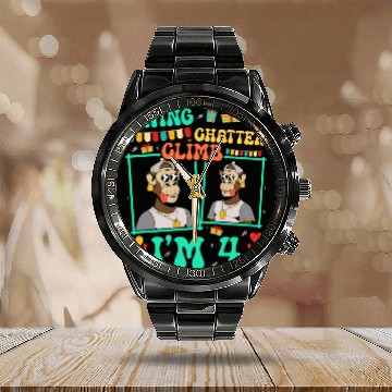 Discover Swing Chatter Climb I'm 4 Monkey Lover Kid 4th Calendar Steel Band Watch