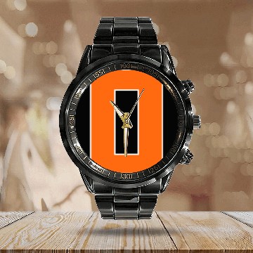 Discover Number 0 Sports Orange Calendar Steel Band Watch
