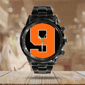 Discover Number 9 Sports Orange Calendar Steel Band Watch