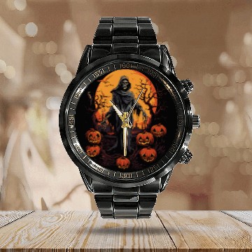 Discover Zombie Nation Halloween Gift for Fearless Souls Calendar Steel Band Watch