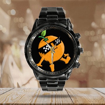 Discover Cool Relaxing Orange Fruit Pixel Sunglasses Face Calendar Steel Band Watch