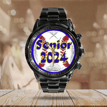 Discover Baseball Senior Class of 2024 Calendar Steel Band Watch