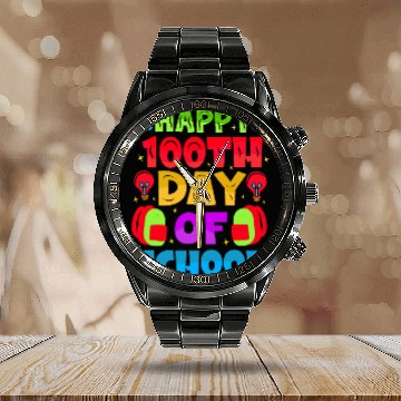 Discover Happy 100th Day Of School Calendar Steel Band Watch