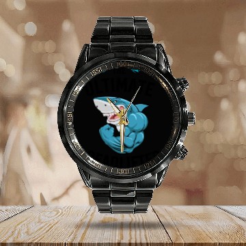 Discover The Ultimate Deadlifter Calendar Steel Band Watch, Shark Gym Lover Calendar Steel Band Watch