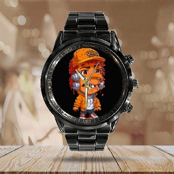 Discover Freestyle Rap Royalty Calendar Steel Band Watch