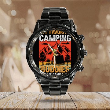 Discover My Favorite Camping Buddies Calendar Steel Band Watch