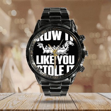 Discover Funny Dragon Boat Racing Paddle Calendar Steel Band Watch