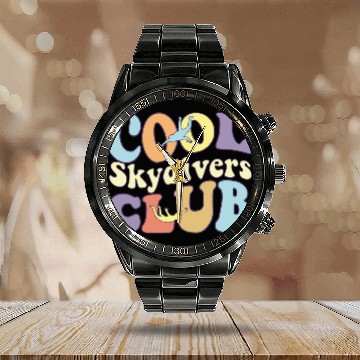 Discover Cool Skydivers Club I Love Skydiving Instructor Calendar Steel Band Watch