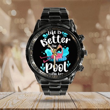 Discover Pool Pool Party Relaxation Cool Calendar Steel Band Watch