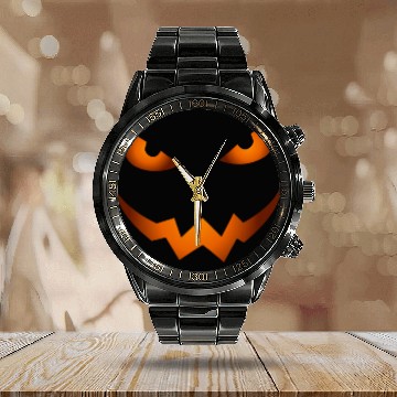 Discover Scary Jack O Lantern Pumpkin Face Halloween Calendar Steel Band Watch
