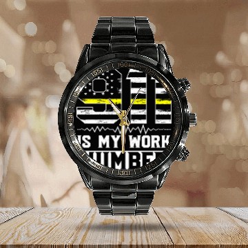 Discover 911 Is My Work Number Dispatcher Operator Calendar Steel Band Watch