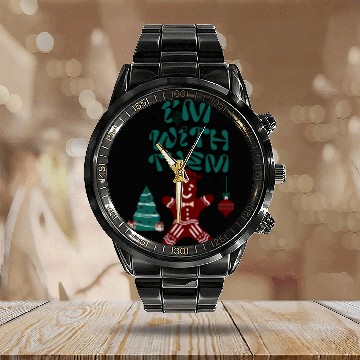 Discover "Im with them" Gingerbread design Calendar Steel Band Watch