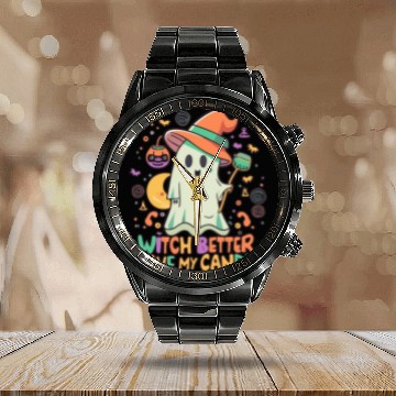 Discover Cute Kawaii Ghost Design – Witch better Have Candy Calendar Steel Band Watch