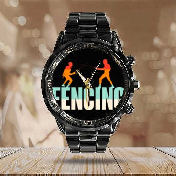 Discover Fencing Calendar Steel Band Watch