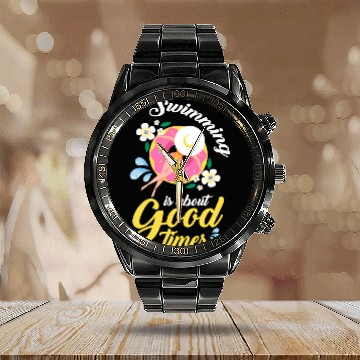Discover Pool Party Monster Vacation Summer Calendar Steel Band Watch