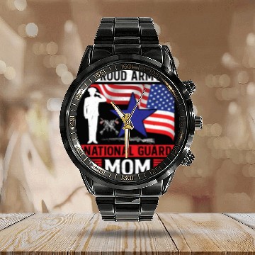 Discover Proud Army National Guard Mom Calendar Steel Band Watch
