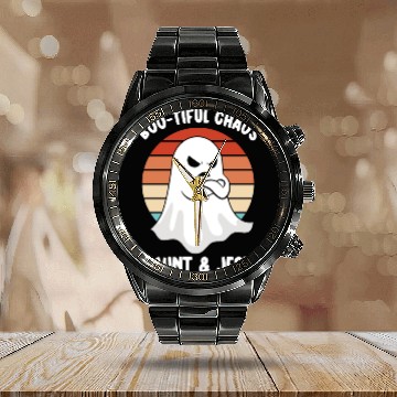 Discover Ghost Hunter Funny Ghost Angry Ghost Halloween Calendar Steel Band Watch