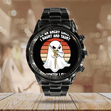 Discover Ghost Hunter Funny Ghost Angry Ghost Halloween Calendar Steel Band Watch