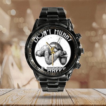 Discover Vintage Sloth Pun Don t Hurry Be Happy Sloth Calendar Steel Band Watch