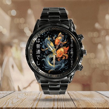Discover Koi Fish Koi Carp Japanese Koi Garden-Pond funny Calendar Steel Band Watch