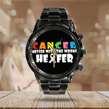 Discover Cancer Messed With The Wrong Heifer Cow Lover Calendar Steel Band Watch