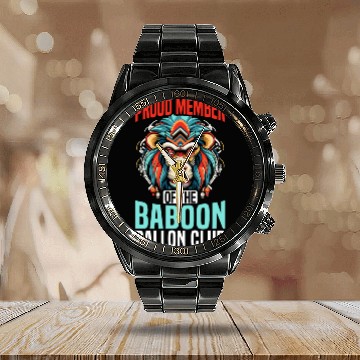 Discover Baboon Monkey Lover Wildlife Animal Zookeeper Calendar Steel Band Watch
