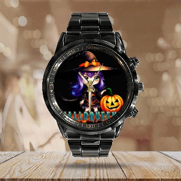 Discover Hallo Queen Purple Fantastic Halloween witch desig Calendar Steel Band Watch
