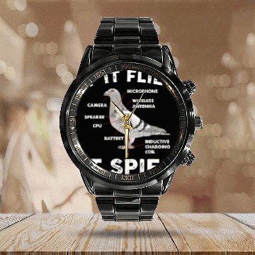 Discover If It Flies It Spies Pigeon Anatomy Bird Aren Calendar Steel Band Watch