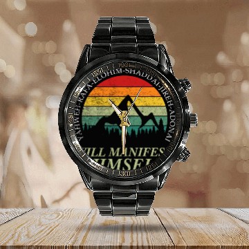 Discover Yahweh - Will Manifest Himself Worshiper Inspiring Calendar Steel Band Watch