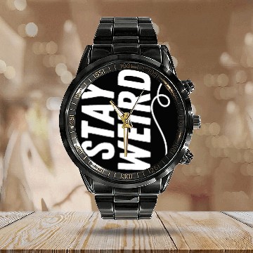 Discover Stay Weird Calendar Steel Band Watch