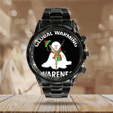 Discover Snowman Global Warming Awareness Collection Calendar Steel Band Watch