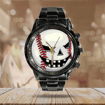Discover Boys Halloween Jack O Lantern Baseball Player Calendar Steel Band Watch