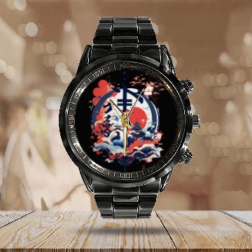 Discover Japanese art work Calendar Steel Band Watch